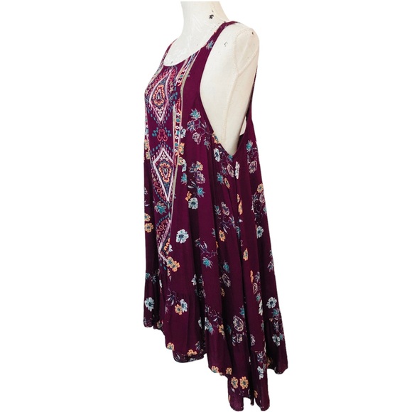 Intimately FREE PEOPLE Burgundy Floral Tank Top High Low Dress M - Picture 7 of 12